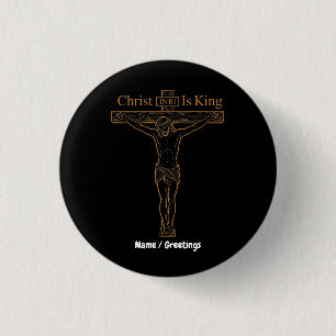 Chapa Redonda De 2,5 Cm Arte minimalista dorado de la crucifixión Cristo e
