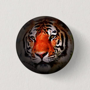 Chapa Redonda De 2,5 Cm Arte Motivacional Cara de Tigre