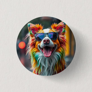 Chapa Redonda De 2,5 Cm Arte Pop Perro Colorido Salpicadura