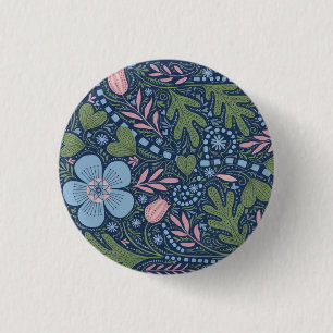 Chapa Redonda De 2,5 Cm Arte popular floral elegante patrón botánico vinta