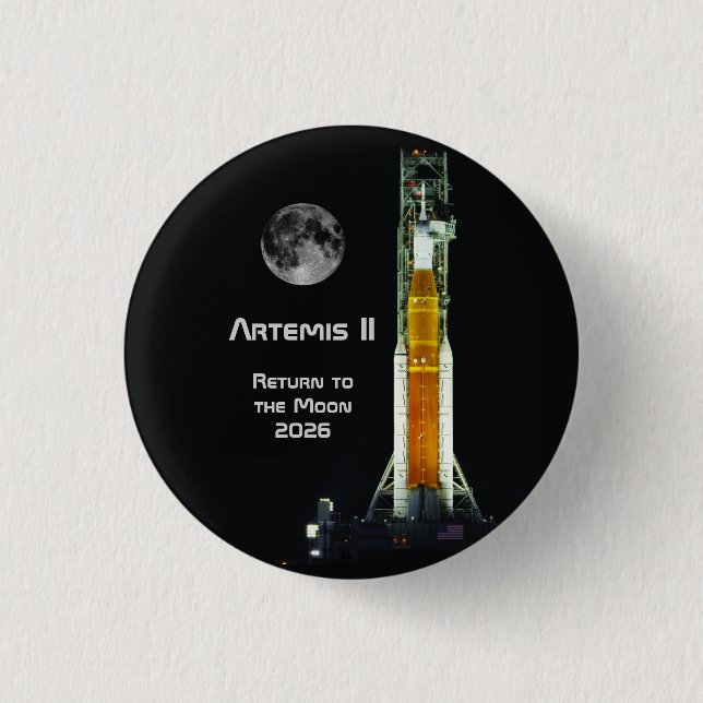Chapa Redonda De 2,5 Cm Artemis II Moon Mission (Anverso)