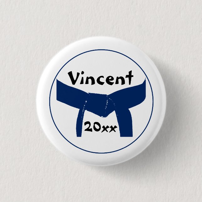 Chapa Redonda De 2,5 Cm Artes marciales cinturón azul oscuro (Anverso)