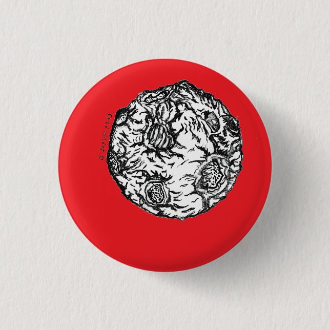 Chapa Redonda De 2,5 Cm Asteroide de fondo rojo (Anverso)