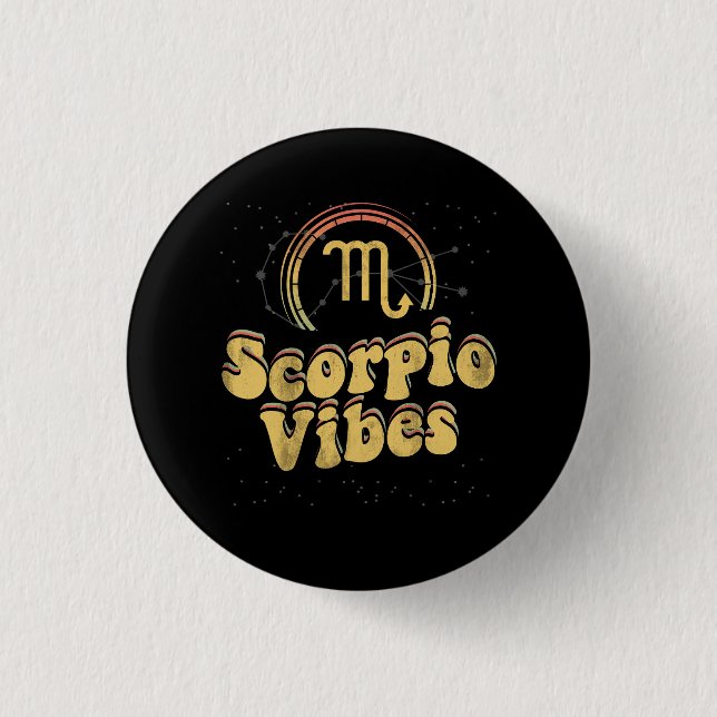Chapa Redonda De 2,5 Cm Astrología retro Rótulo zodiaco octubre o noviembr (Anverso)