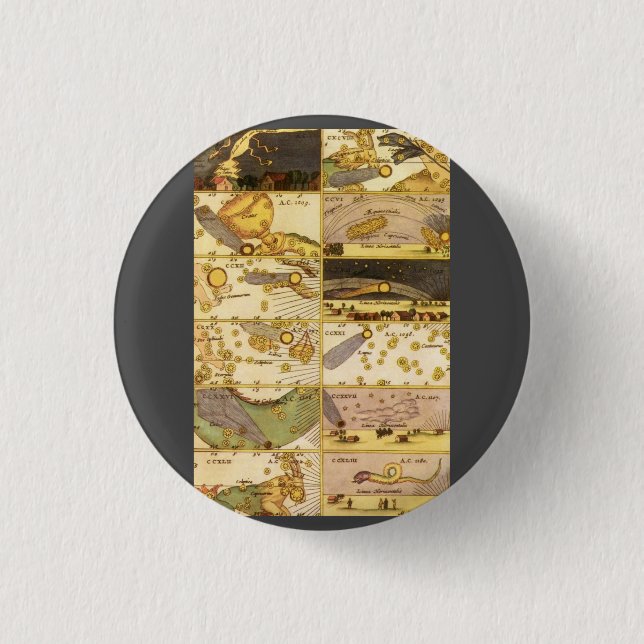 Chapa Redonda De 2,5 Cm Astronomía de época, estrellas de constelaciones a (Anverso)