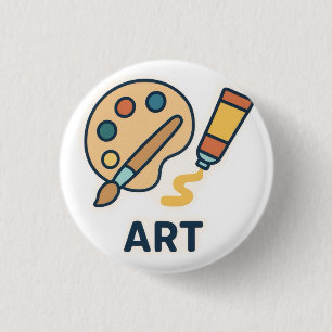Chapa Redonda De 2,5 Cm Asunto del arte - Paleta de pintura y pincel