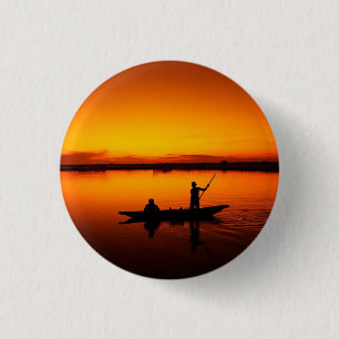Chapa Redonda De 2,5 Cm Atardecer, Silueta de Barco Remolino-16497