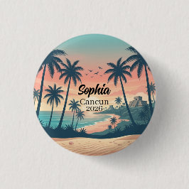 Chapa Redonda De 2,5 Cm Atardecer Tropical en Cancun Vintage 2026