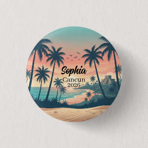 Chapa Redonda De 2,5 Cm Atardecer Tropical en Cancun Vintage 2026