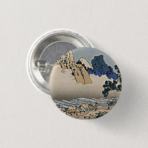Chapa Redonda De 2,5 Cm Atrás de la montaña Fuji del río Minobu Hokusai