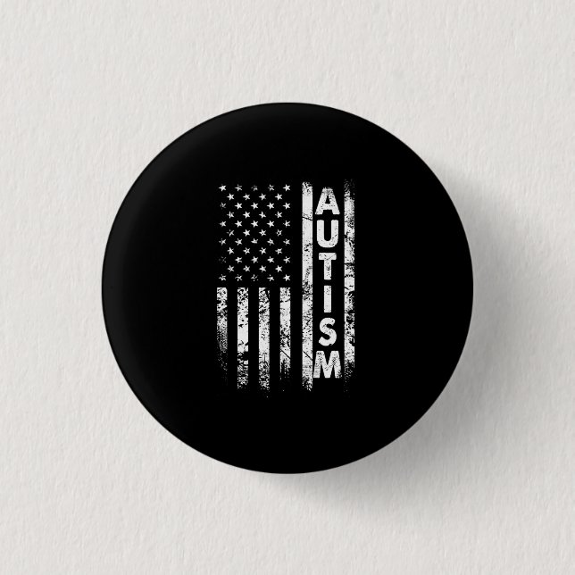 Chapa Redonda De 2,5 Cm Autismo camiseta bandera estadounidense camiseta c (Anverso)