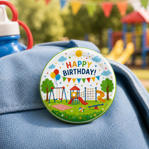 Chapa Redonda De 2,5 Cm Aventura en el Parque de Juegos Cumpleaños 6º Fies