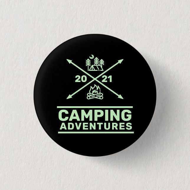 Chapa Redonda De 2,5 Cm Aventuras de camping 2021 Escudo mínimo (Anverso)