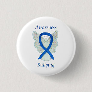 Chapa Redonda De 2,5 Cm Awareness Awareness Angel Blue Ribbon Pin