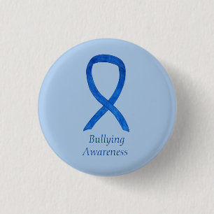 Chapa Redonda De 2,5 Cm Awareness bullying Blue Ribbon Personalizado Pin