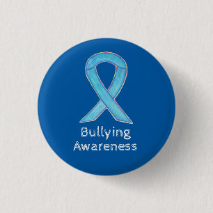 Chapa Redonda De 2,5 Cm Awareness bullying Blue Ribbon Personalizado Pin