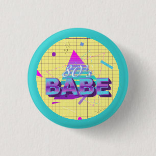 Chapa Redonda De 2,5 Cm Babe colorida de Retro 80