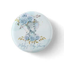 Baby Blue Floral Cute Elephant Boy Baby Shower