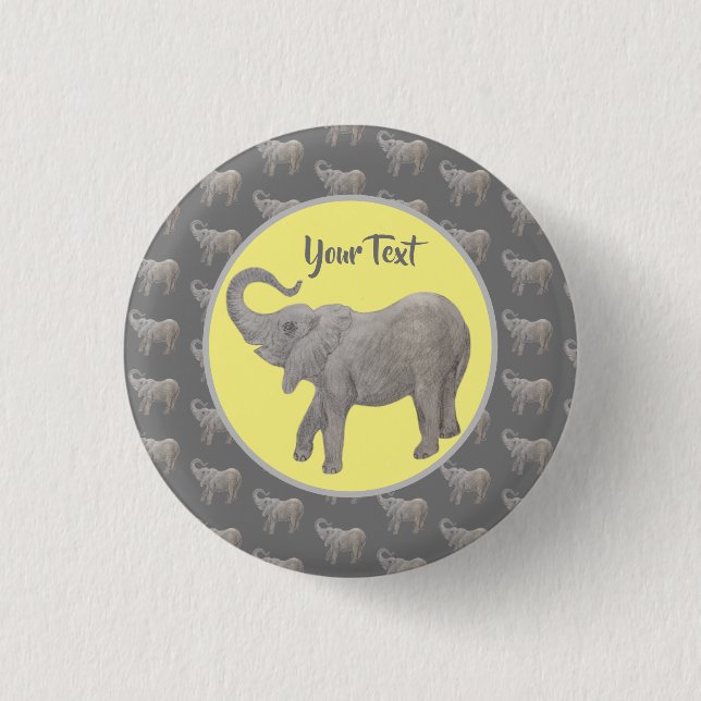 Chapa Redonda De 2,5 Cm Baby Elephant Button (Anverso)