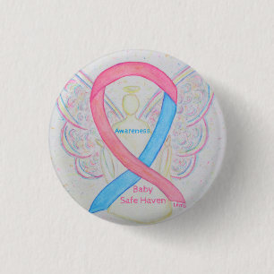 Chapa Redonda De 2,5 Cm Baby Safe Haven Awareness Angel Ribbon Pin