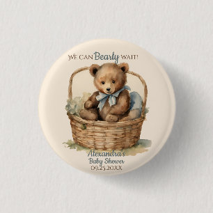 Chapa Redonda De 2,5 Cm Baby Shower de los niños de la cama de oso bebé