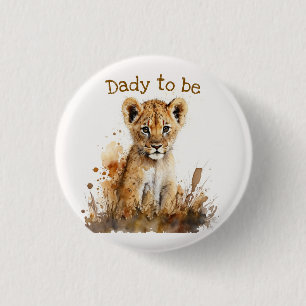 Chapa Redonda De 2,5 Cm Baby Shower de Watercolor Leon King
