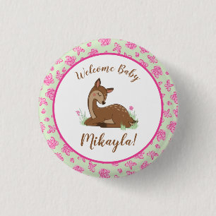 Chapa Redonda De 2,5 Cm Baby Shower Deer Fawn