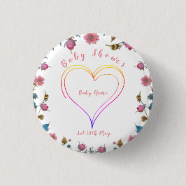 Chapa Redonda De 2,5 Cm Baby Shower Heart