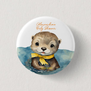 Chapa Redonda De 2,5 Cm Baby Shower neutro de género de Otter para bebés