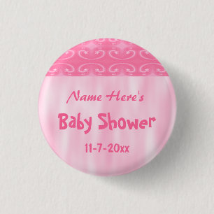 Chapa Redonda De 2,5 Cm Baby Shower rosado