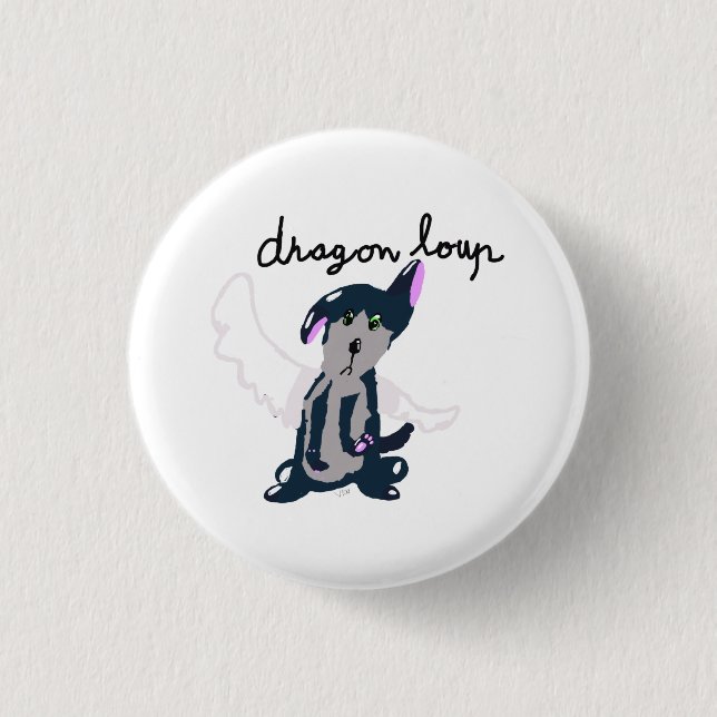 Chapa Redonda De 2,5 Cm Badge Dragon Loup (Anverso)