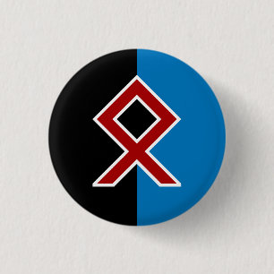 Chapa Redonda De 2,5 Cm Badge Odal Rune - Vida, Espíritu, Suelo y Mar