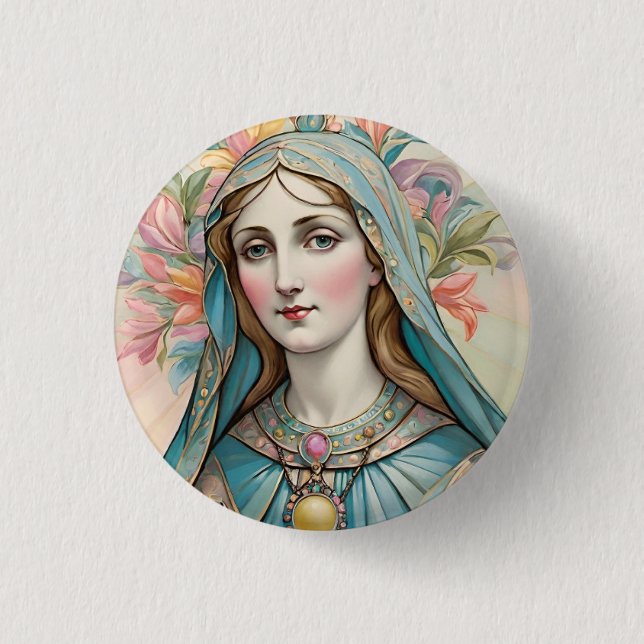 Chapa Redonda De 2,5 Cm Badge Vierge Marie (Anverso)