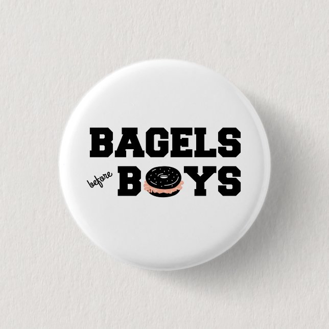 Chapa Redonda De 2,5 Cm Bagels Before Boys Funny Jewish Deli (Anverso)