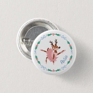 Chapa Redonda De 2,5 Cm Bailarina Personalizada Reno y Lazos Navidad