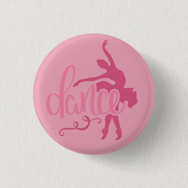 Chapa Redonda De 2,5 Cm Baile de ballet rosado Ballerina Silhouette (Anverso)