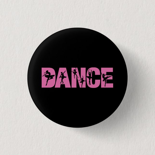 Chapa Redonda De 2,5 Cm Baile rosa con Ballerina Cutouts (Anverso)