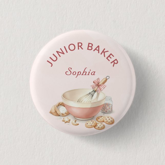 Chapa Redonda De 2,5 Cm Baking Party Girls Birthday Elegant Bowl & Whisk (Anverso)