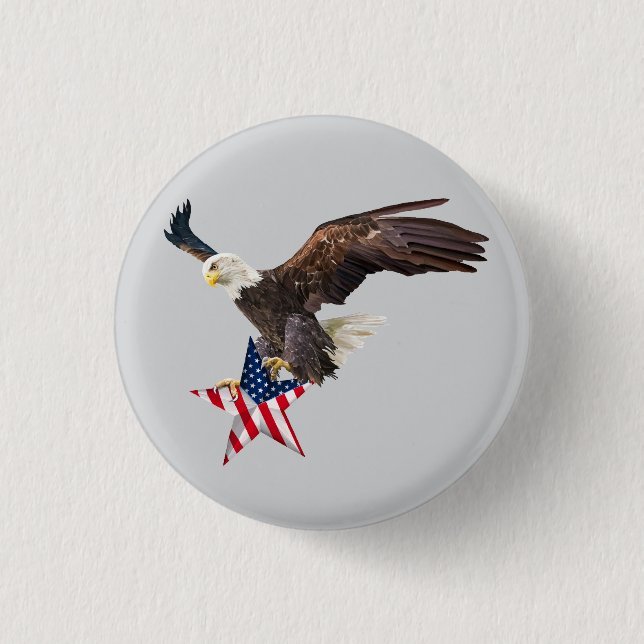 Chapa Redonda De 2,5 Cm Bald eagle US flag (Anverso)