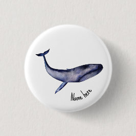 Chapa Redonda De 2,5 Cm Ballena azul acuarela