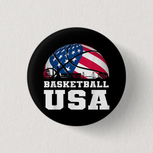 Chapa Redonda De 2,5 Cm Baloncesto EEUU Apoya al equipo camiseta Bandera d