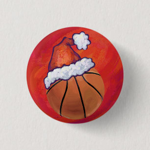 Chapa Redonda De 2,5 Cm Baloncesto en Santa Hat