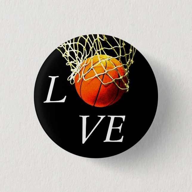 Chapa Redonda De 2,5 Cm Baloncesto I Love (Anverso)