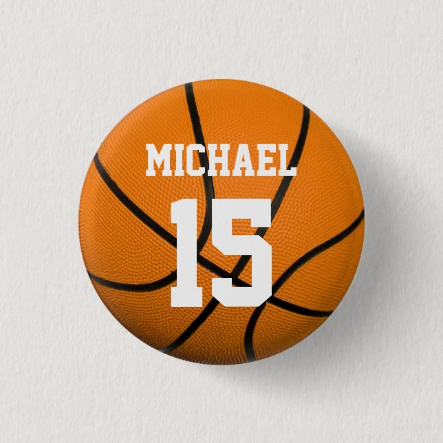 Chapa Redonda De 2,5 Cm Baloncesto Su Nombre (Anverso)
