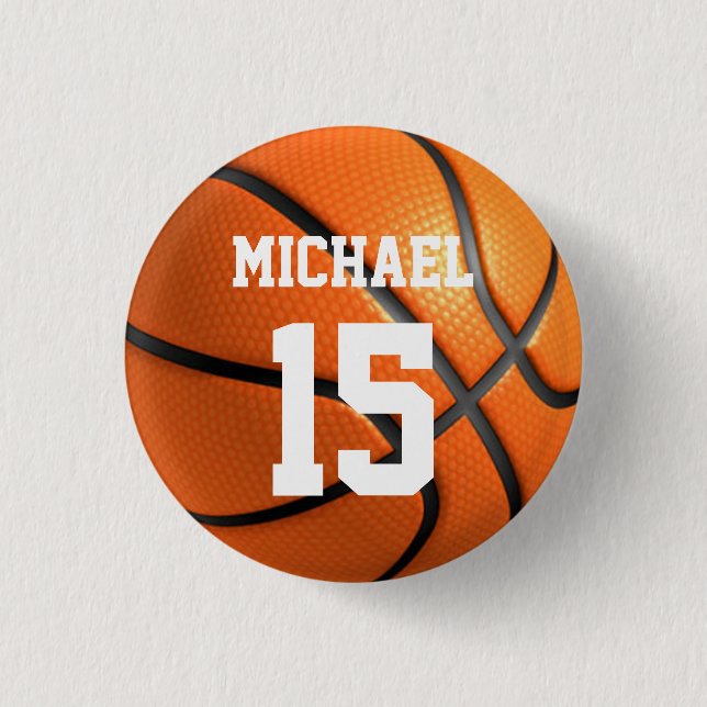 Chapa Redonda De 2,5 Cm Baloncesto Su Nombre (Anverso)