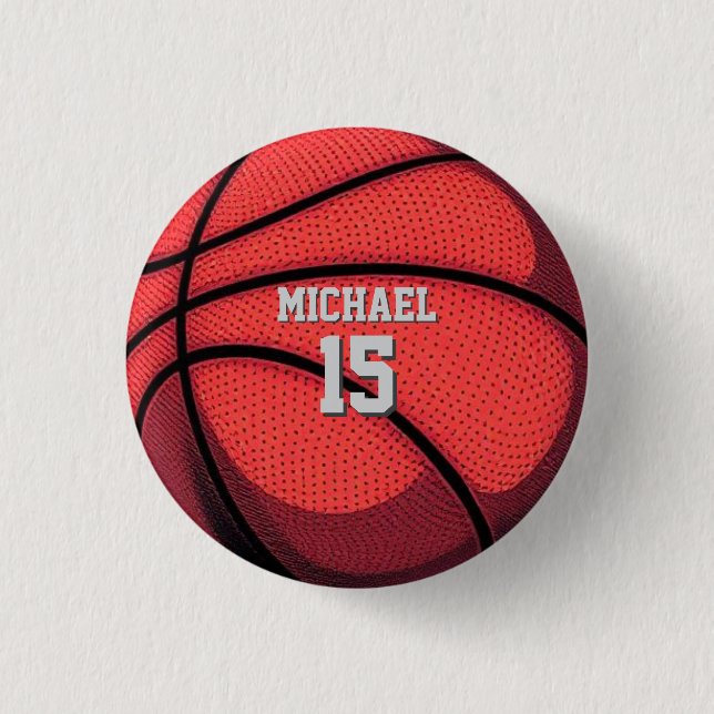 Chapa Redonda De 2,5 Cm Baloncesto Tu Nombre Pop Art (Anverso)