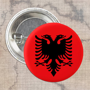 Chapa Redonda De 2,5 Cm Bandera albanesa y patriotas de la moda de Albania