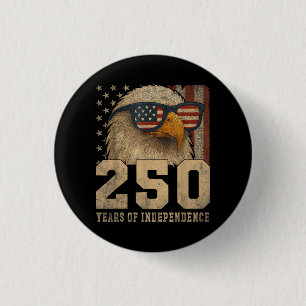 Chapa Redonda De 2,5 Cm Bandera Americana Águila Vintage 250 Años 4 de Jul