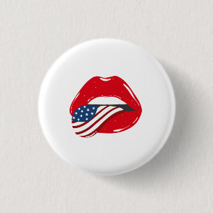 Chapa Redonda De 2,5 Cm Bandera Americana Patriótica Lengua Fuera Labios