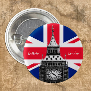 Chapa Redonda De 2,5 Cm Bandera británica y Big Ben - Hinchas de Londres, 